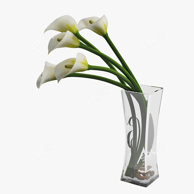 Elegant Calla Lily Vase 3D model image 3