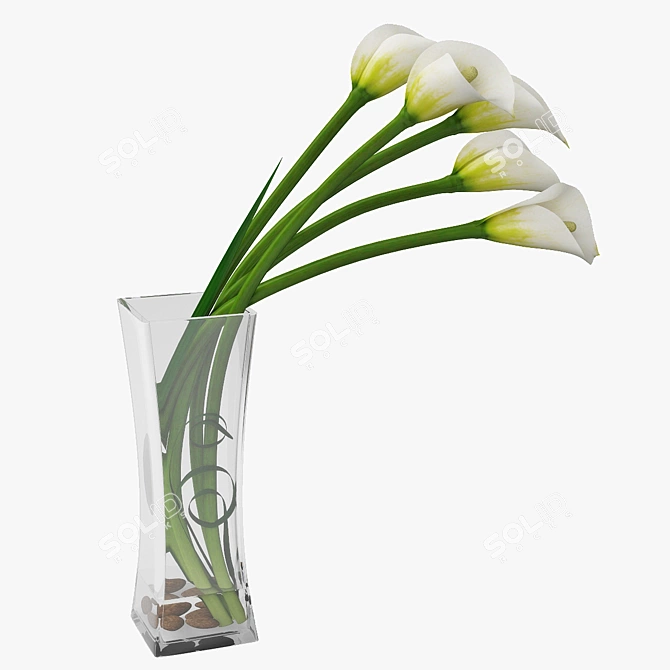 Elegant Calla Lily Vase 3D model image 4