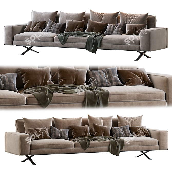 Fenix 3-Seater Sofa - Elegant Comfort 3D model image 1