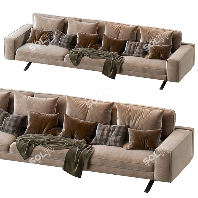 Fenix 3-Seater Sofa - Elegant Comfort 3D model image 2