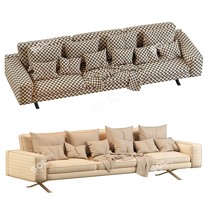 Fenix 3-Seater Sofa - Elegant Comfort 3D model image 5