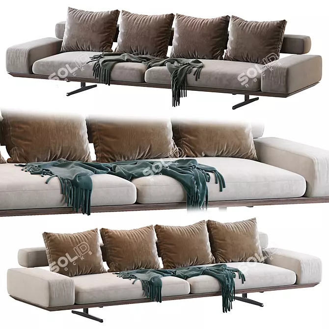 Elegant Wing Sofa by Flexform 3D model image 1