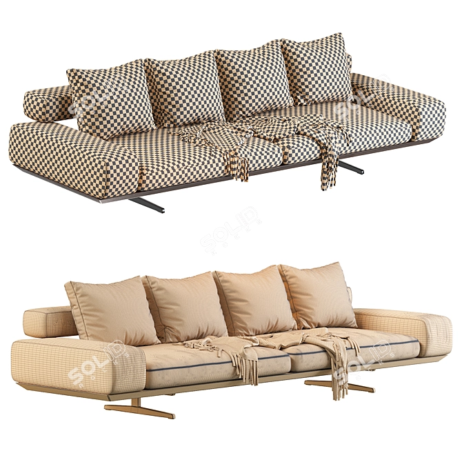 Elegant Wing Sofa by Flexform 3D model image 5