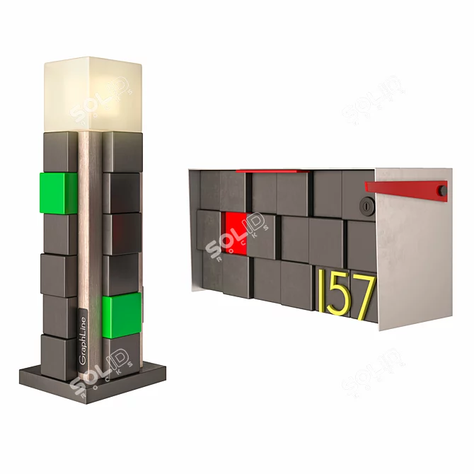 Versatile Letterbox, Litter Bin & Lights Set 3D model image 2