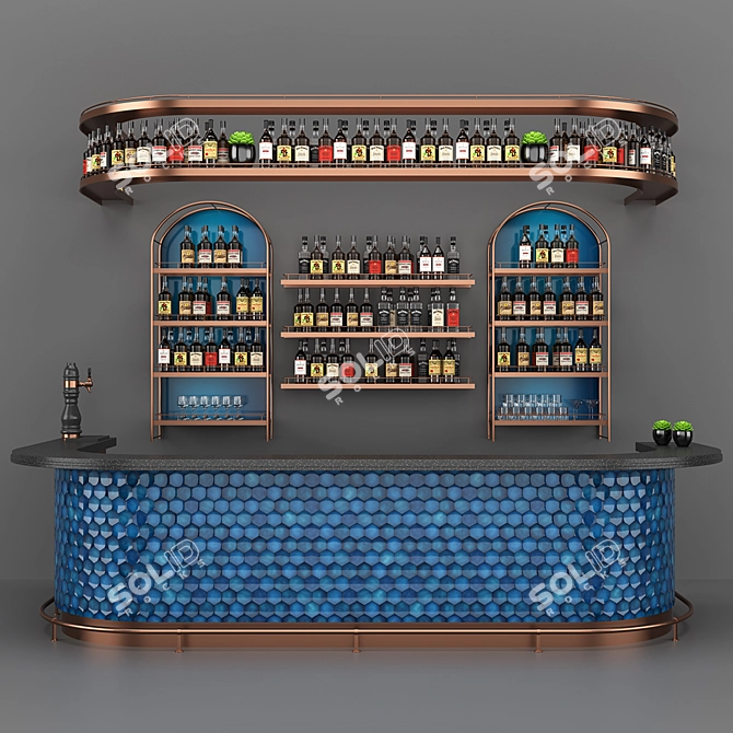 Blue Bar Set: Exclusive Ceramic Drinks Counter 3D model image 1