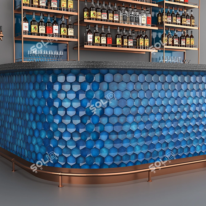 Blue Bar Set: Exclusive Ceramic Drinks Counter 3D model image 2