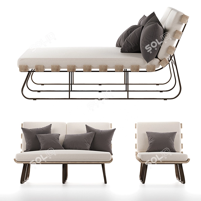 Dimitri Outdoor Chaise Set: Ultimate Relaxation in Style 3D model image 3