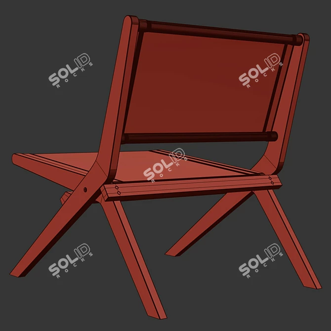 Zara Home Leather Folding Chair 3D model image 3