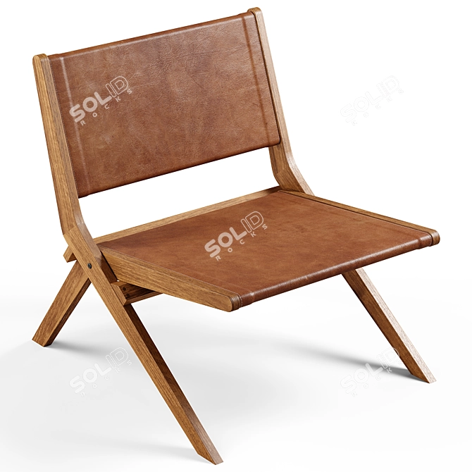 Zara Home Leather Folding Chair 3D model image 4