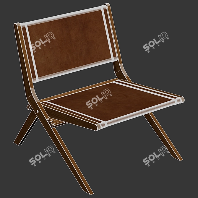 Zara Home Leather Folding Chair 3D model image 6