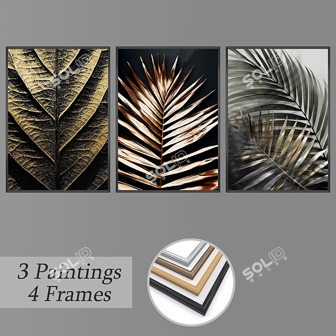 Wall Art Set No. 1838: 3 Paintings & 4 Frame Options 3D model image 1