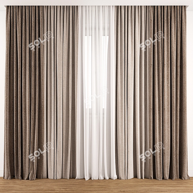 Elegant Curtain Design 3D model image 1