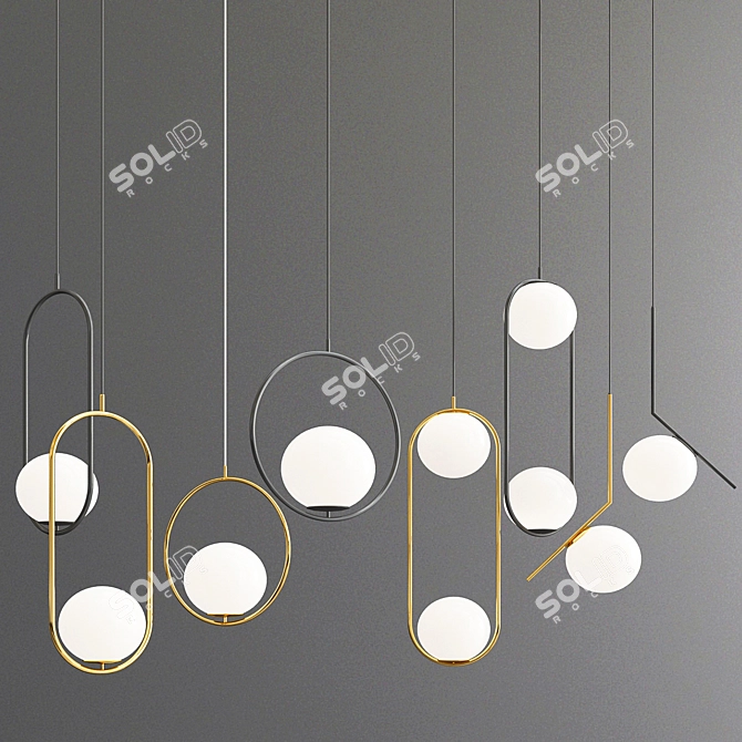 Scandinavian Glass Ball Pendant Lights 3D model image 1