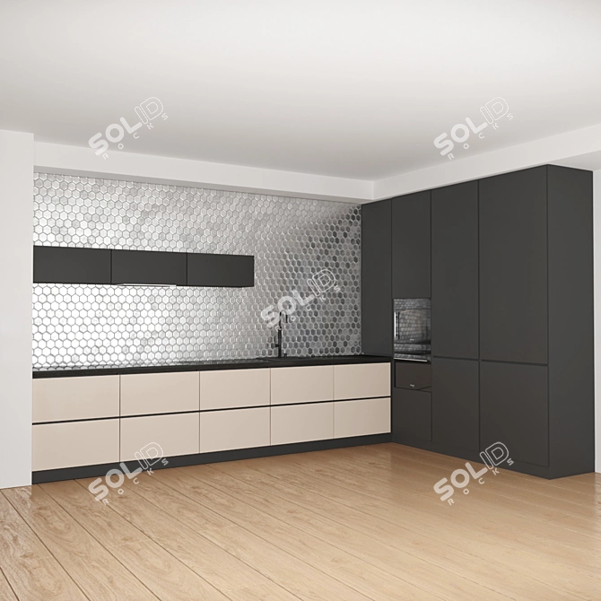 Modern Modular Kitchen Set 3D model image 1