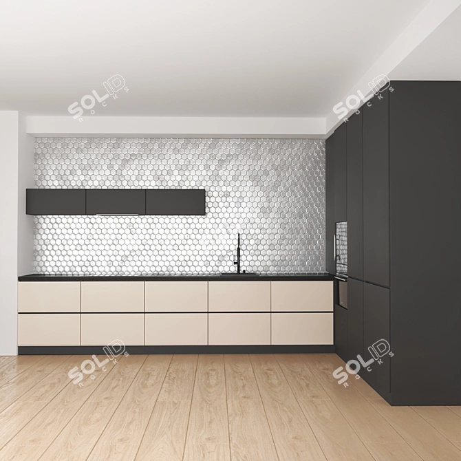 Modern Modular Kitchen Set 3D model image 2