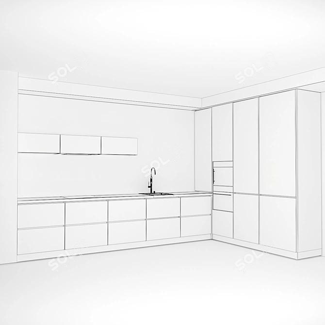 Modern Modular Kitchen Set 3D model image 3