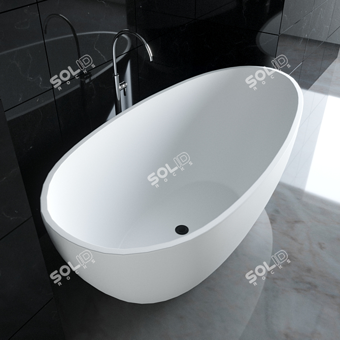 Modern Matte Black and White Bathtub - KKR-B068 3D model image 2