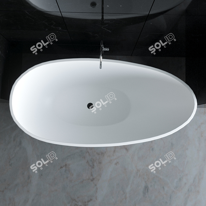 Modern Matte Black and White Bathtub - KKR-B068 3D model image 3