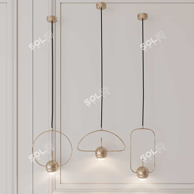 Tollo Gold Pendant Chandelier: Elegant Lighting with LED Bulb 3D model image 1