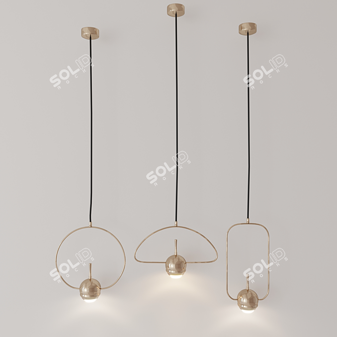 Tollo Gold Pendant Chandelier: Elegant Lighting with LED Bulb 3D model image 4