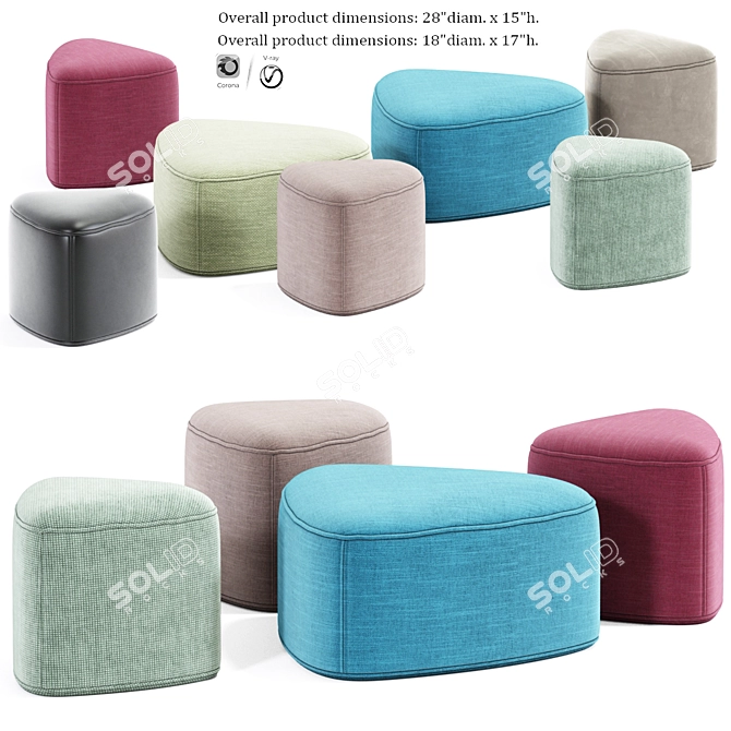Luxury Pebble Ottoman Collection 3D model image 1