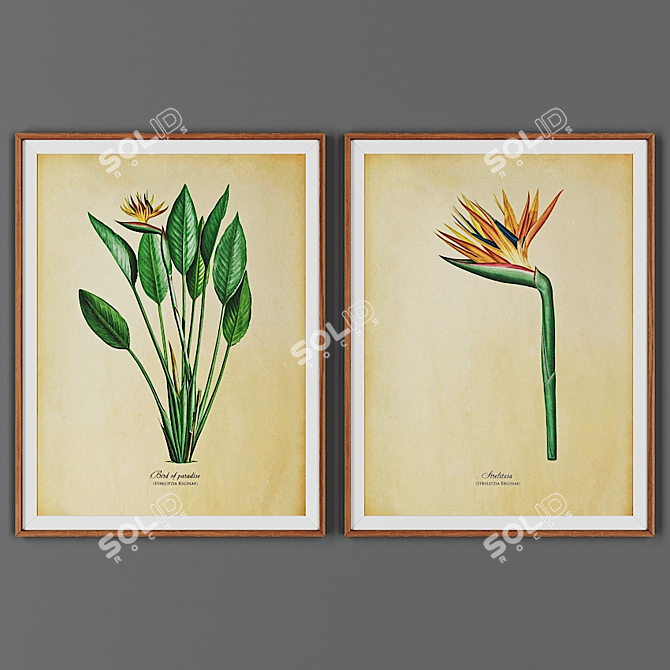 Wooden Frame Picture Set 3D model image 1