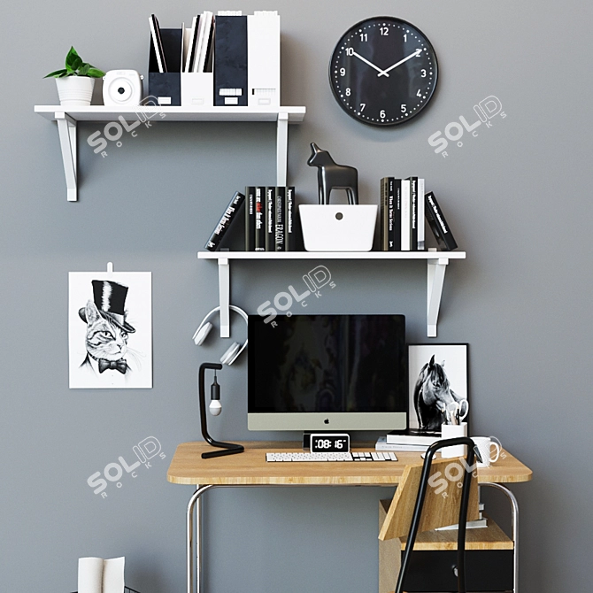 "Bauhaus" Work Table - Sleek and Functional 3D model image 2