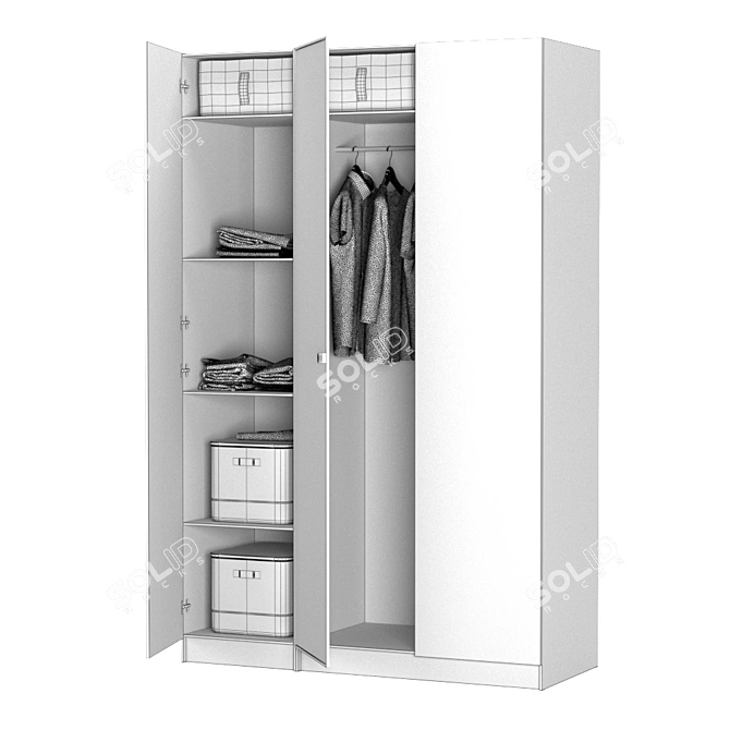 Paks Forsand Vikedal Wardrobe: Stylish Oak with Mirrored Glass 3D model image 5