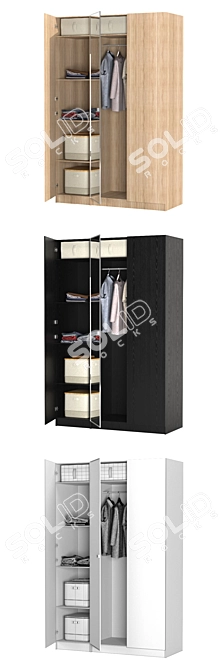 Paks Forsand Vikedal Wardrobe: Stylish Oak with Mirrored Glass 3D model image 6