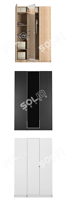 Paks Forsand Vikedal Wardrobe: Stylish Oak with Mirrored Glass 3D model image 7