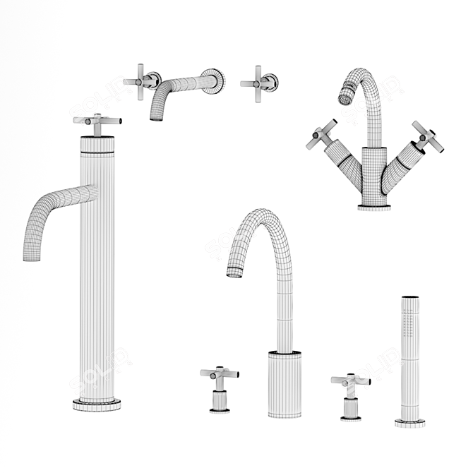 Elegant Aquatica Celine Faucets 3D model image 4