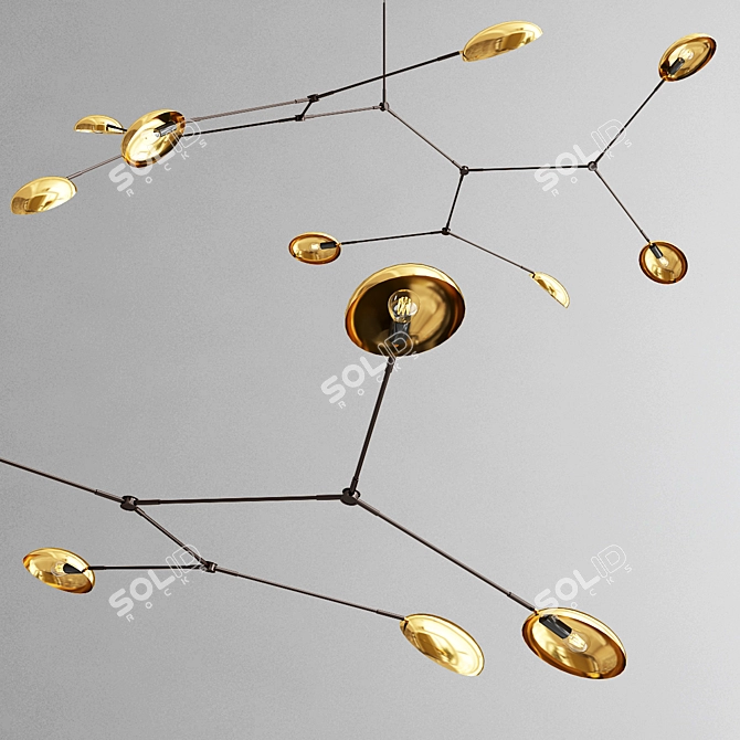 Elegant Brass Drop Chandelier 3D model image 3