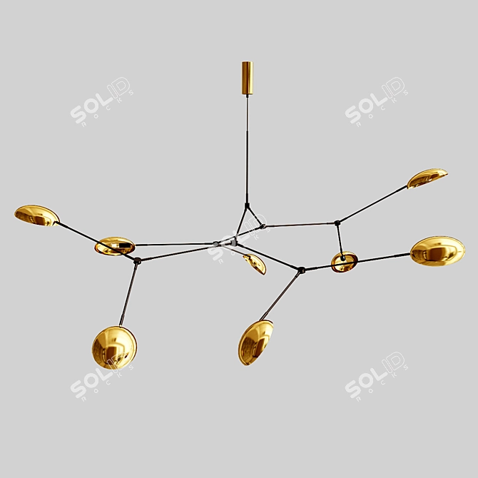 Elegant Brass Drop Chandelier 3D model image 5