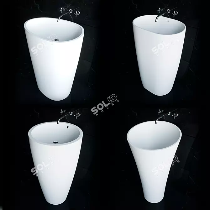 KKR Washbasin Set: Modern Matte/Glossy Design 3D model image 1