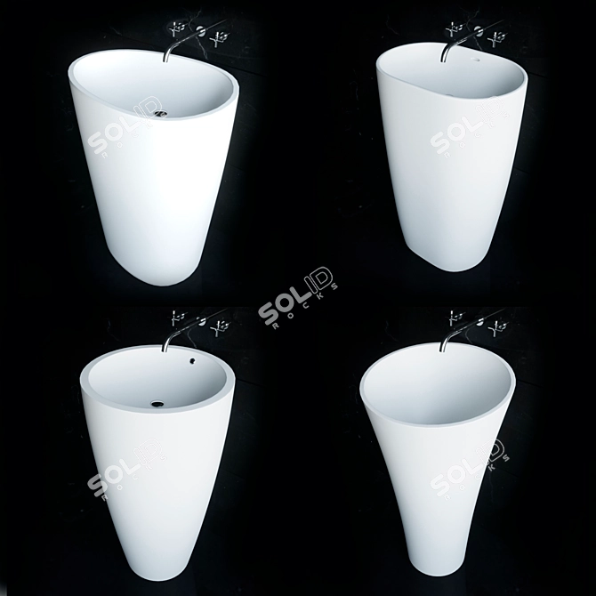 KKR Washbasin Set: Modern Matte/Glossy Design 3D model image 6