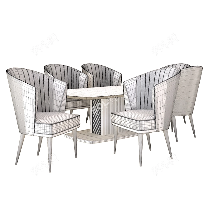 Elegant 4-Piece Home Dining Chair Set 3D model image 2