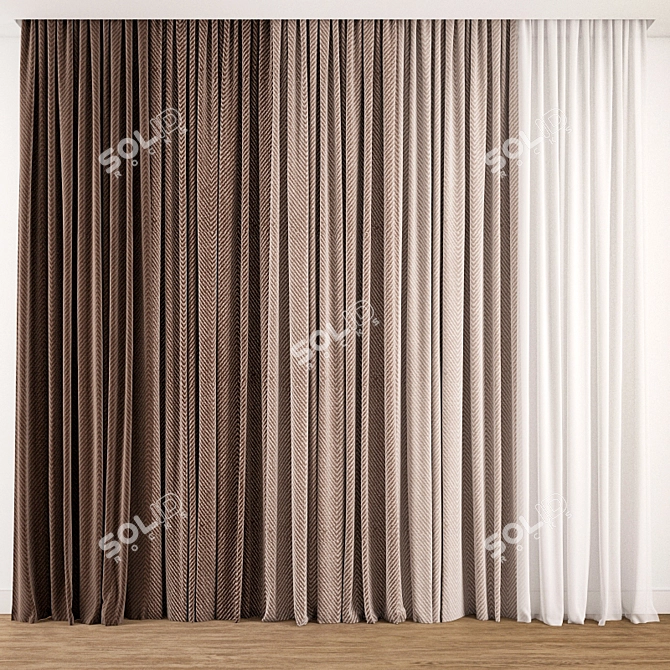 Detailed Curtain Model - 3ds max & Obj 3D model image 1