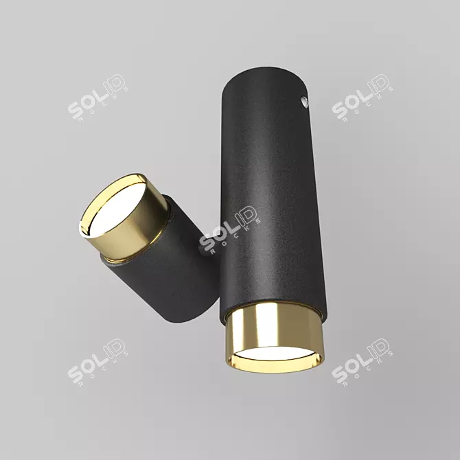 Modern Black Metal Sconce with Brass Accents 3D model image 1