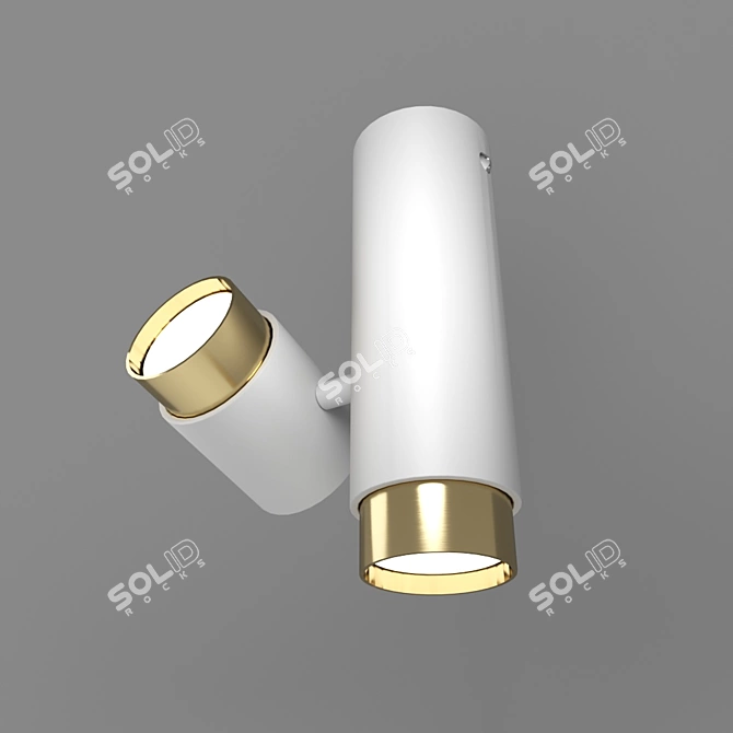 Modern Black Metal Sconce with Brass Accents 3D model image 2