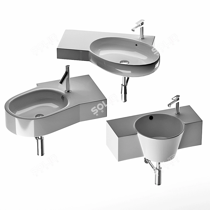 15-Piece Wash Basin Set: Elegant and Functional 3D model image 1