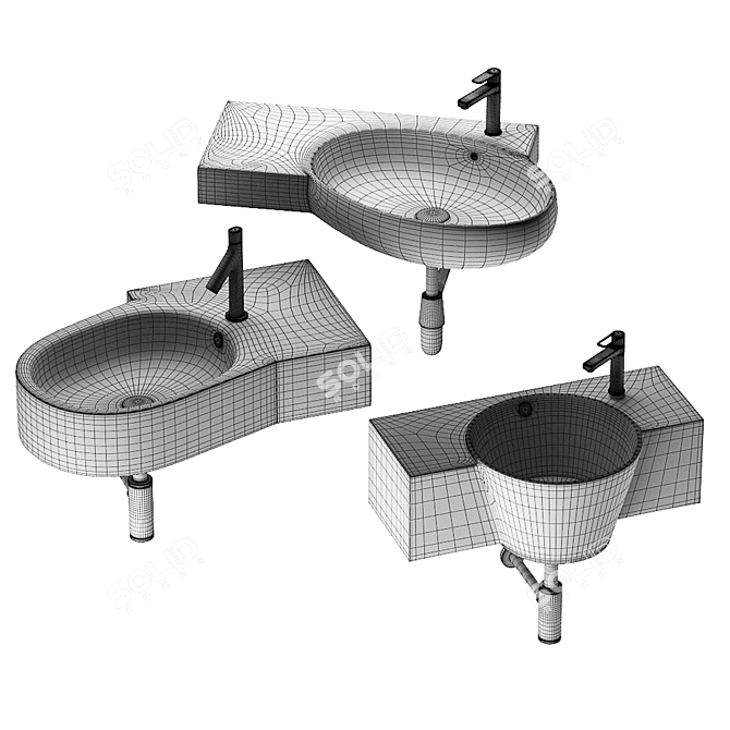 15-Piece Wash Basin Set: Elegant and Functional 3D model image 2