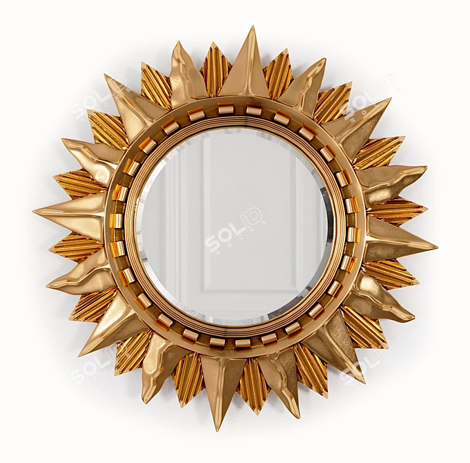 Antique Gold Sunburst Mirror 3D model image 2