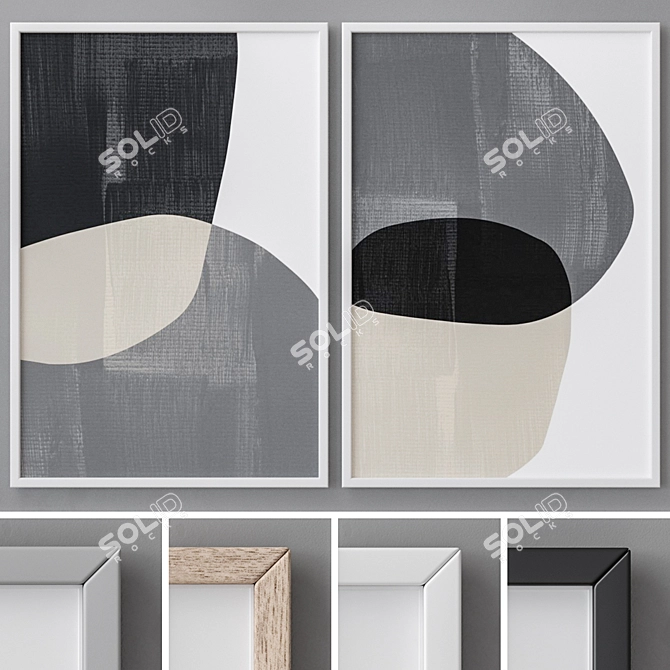 Modern Abstract Art Frames Set 3D model image 1