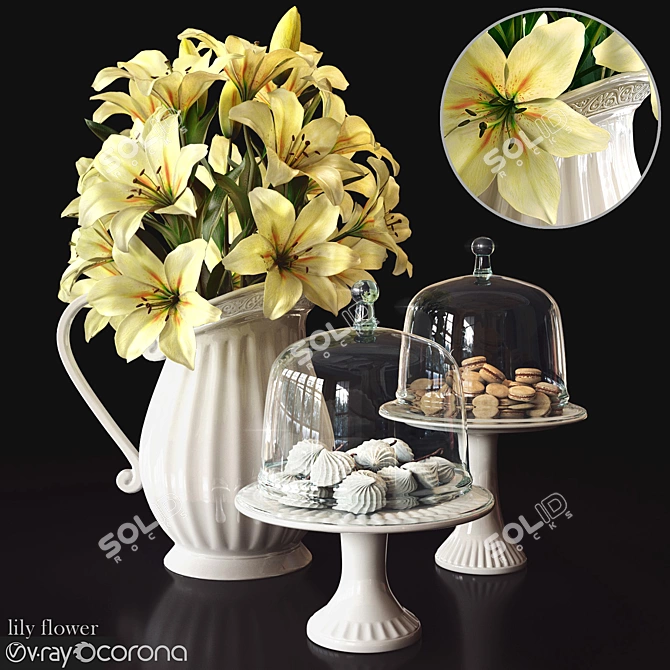 Elegant Flower Set: 3D Floral Decor 3D model image 1
