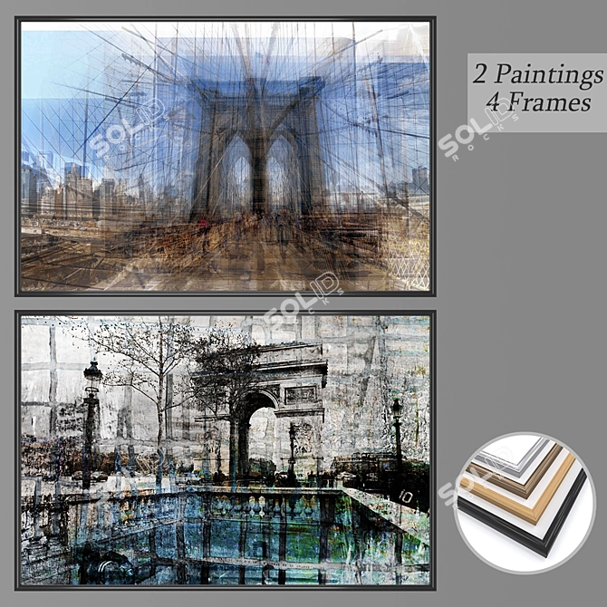 Elegant Wall Art Set with Various Frames 3D model image 1