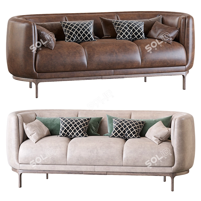 Elegant Vuelta Leather Sofa 3D model image 1
