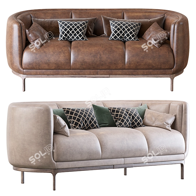 Elegant Vuelta Leather Sofa 3D model image 2