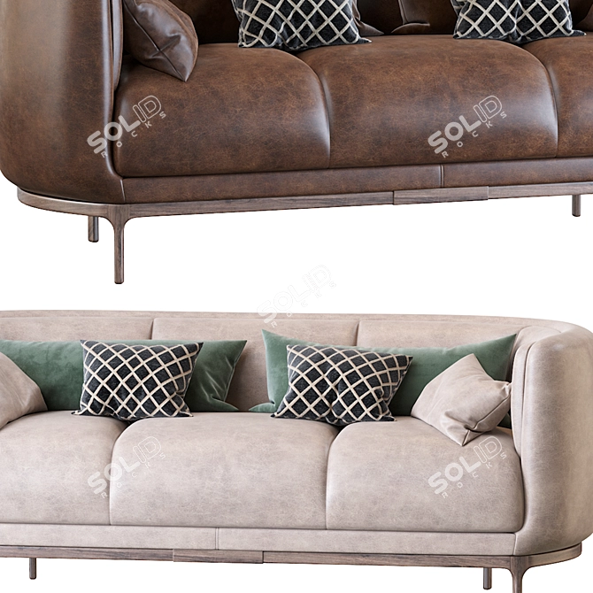 Elegant Vuelta Leather Sofa 3D model image 3