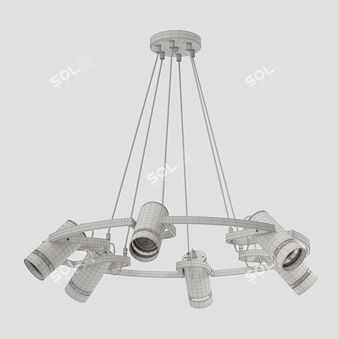 Sleek Golden Brown Chandelier (6-Light) 3D model image 5