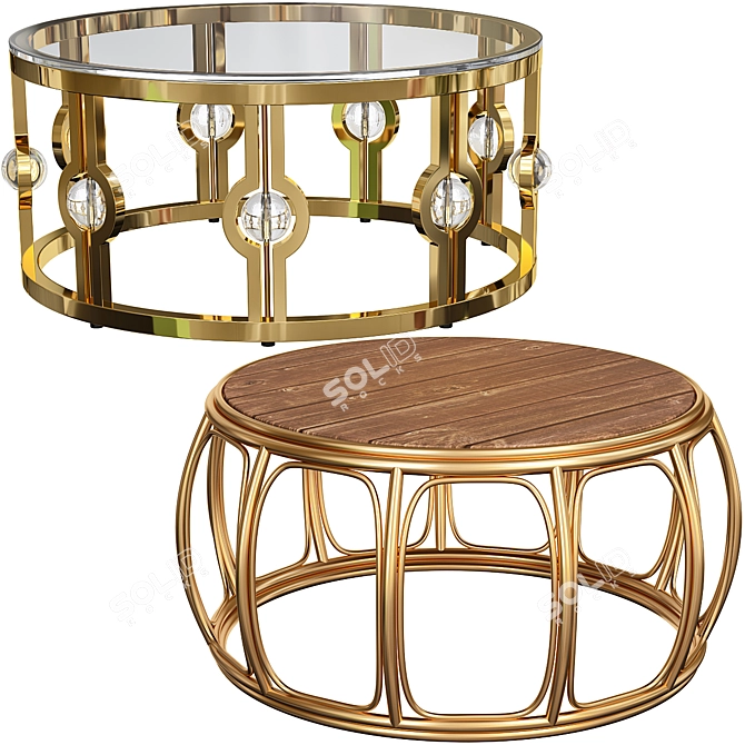 Opulent Gold Coffee Tables Set 3D model image 1